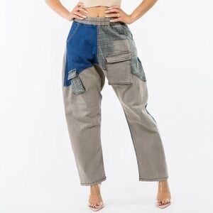 LA BIJOU Patchwork Cargo Jeans Barrel Jeans Cottagecore meets Art Student Large